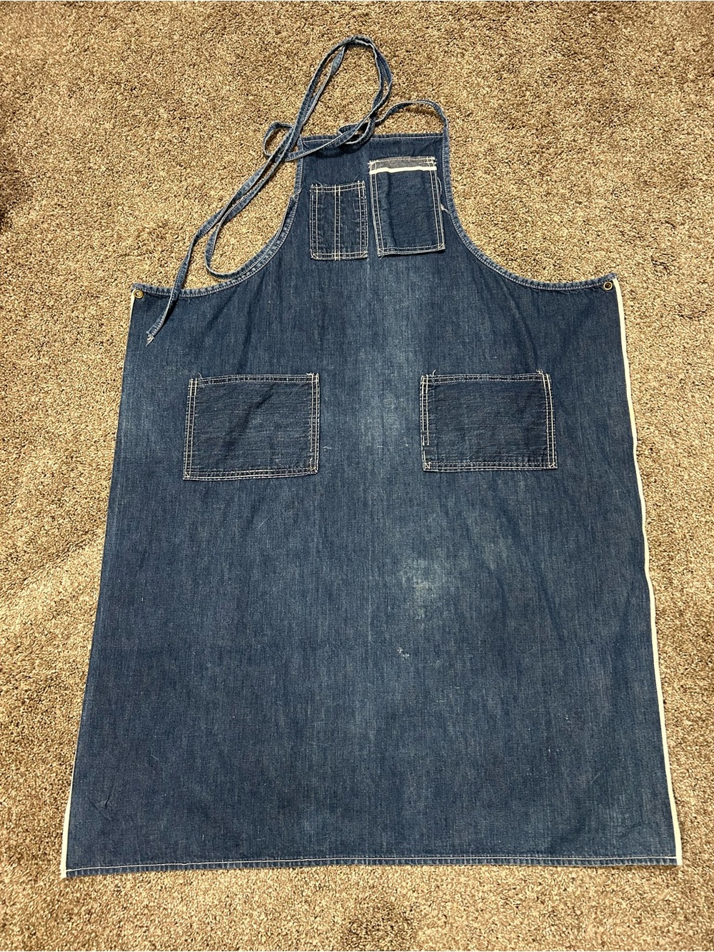Vintage 60s Selvedge Denim Work Apron - Dark Blue Union Made